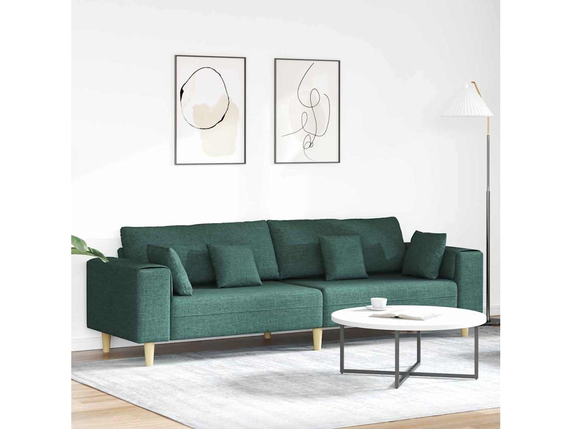 Vidaxl Sofá Verde Escuro 250 X 77 X 76 Cm Tecido