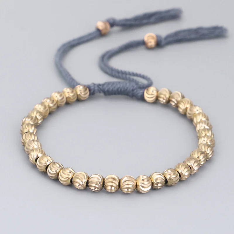 Pulseira Tibetana Budista Artesanal Com Contas De Cobre Para Orações, Pulseira De Corda Da Sorte Trançada De Alta Qualidade.
