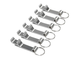 Abre-latas Mini Para Garrafas De Cerveja Com Chaveiro De Prata (6 Unidades)