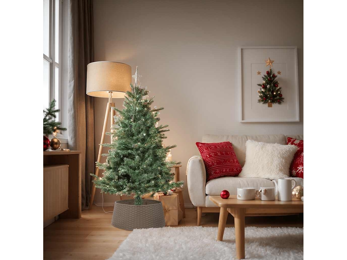 Vidaxl Saia Para Árvore De Natal Ø65x23 Cm Plástico Castanho