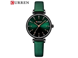 Relógio Feminino (verde), Em Couro Genuíno, Simples E Elegante.