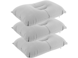 Conjunto de 3 Travesseiros Quadrados para Camping e Uso Externo, Viagem, Infláveis em Pvc Cinza CHABERLU