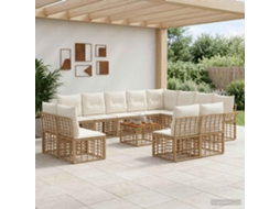 Vidaxl Conjunto De Sofás Para Exterior 13 Unid. Natural E Branco Creme
