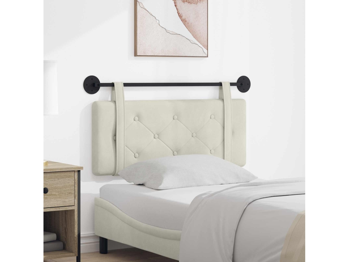 Vidaxl Cabeceira Suspensa Creme Veludo