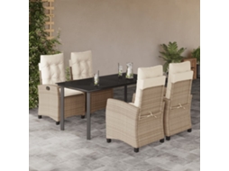 Vidaxl 5 Pcs Conjunto de Jantar P/ Jardim com Almofadões Vime Pe Bege
