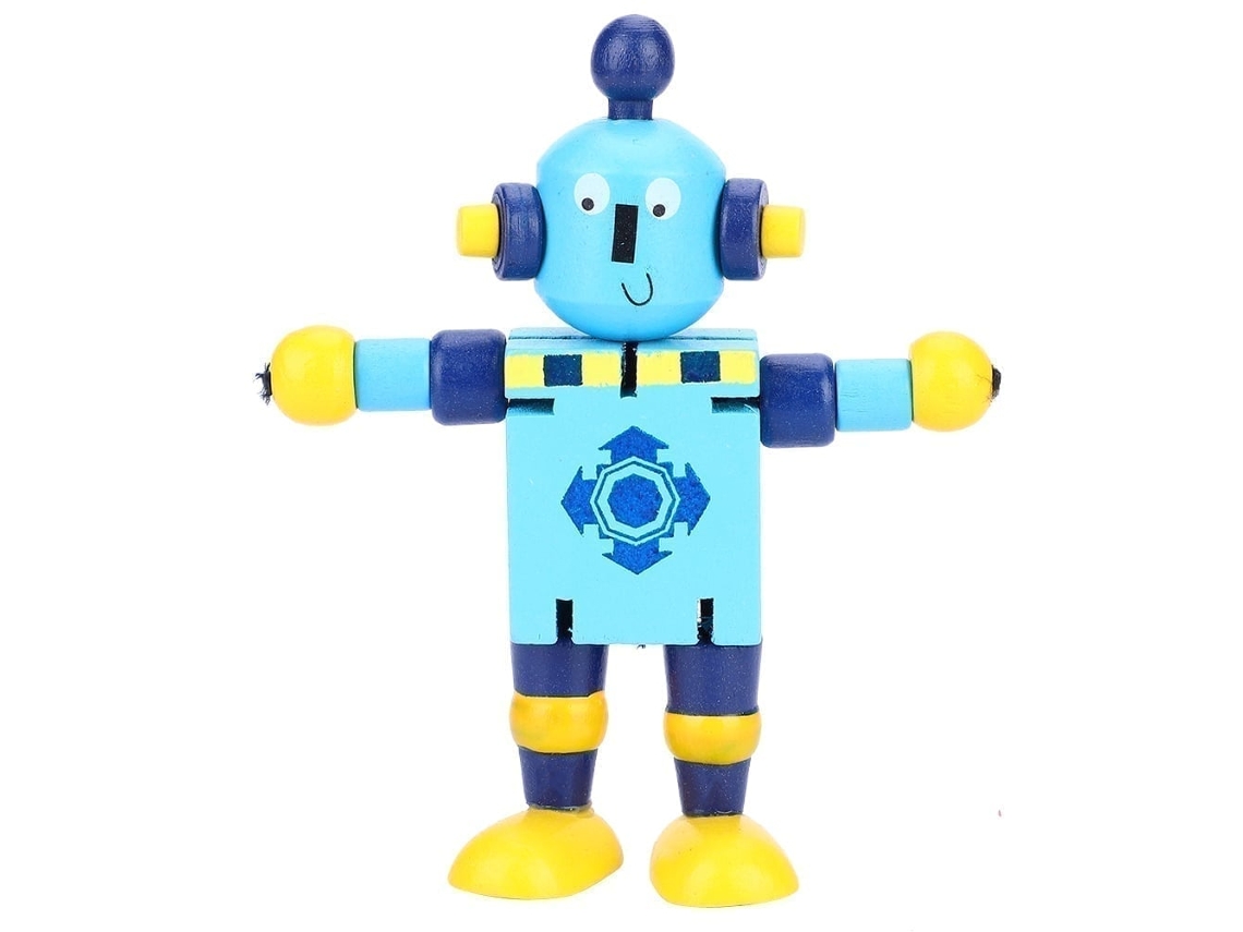 Primerox brinquedo de Robô de Madeira Fofo para Crianças Brincar e Aprender Educação (azul)
