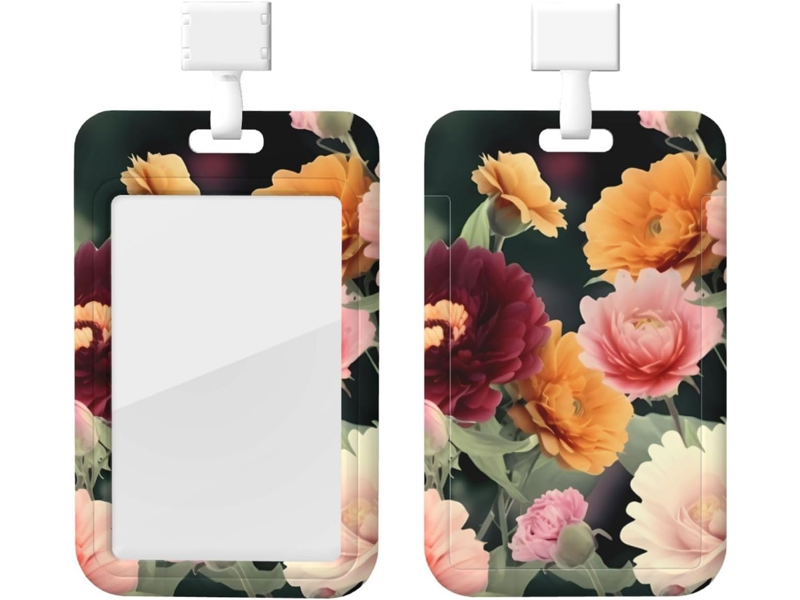 Lindo Porta Crachá Com Estampa Floral E Cordão, Capa Protetora Impermeável De Plástico Crachá, Ideal