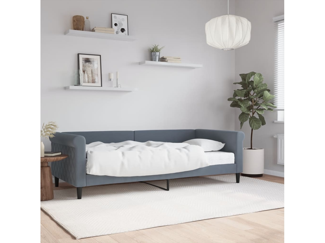 Sofá cama con colchón 90x200 cm terciopelo gris oscuro