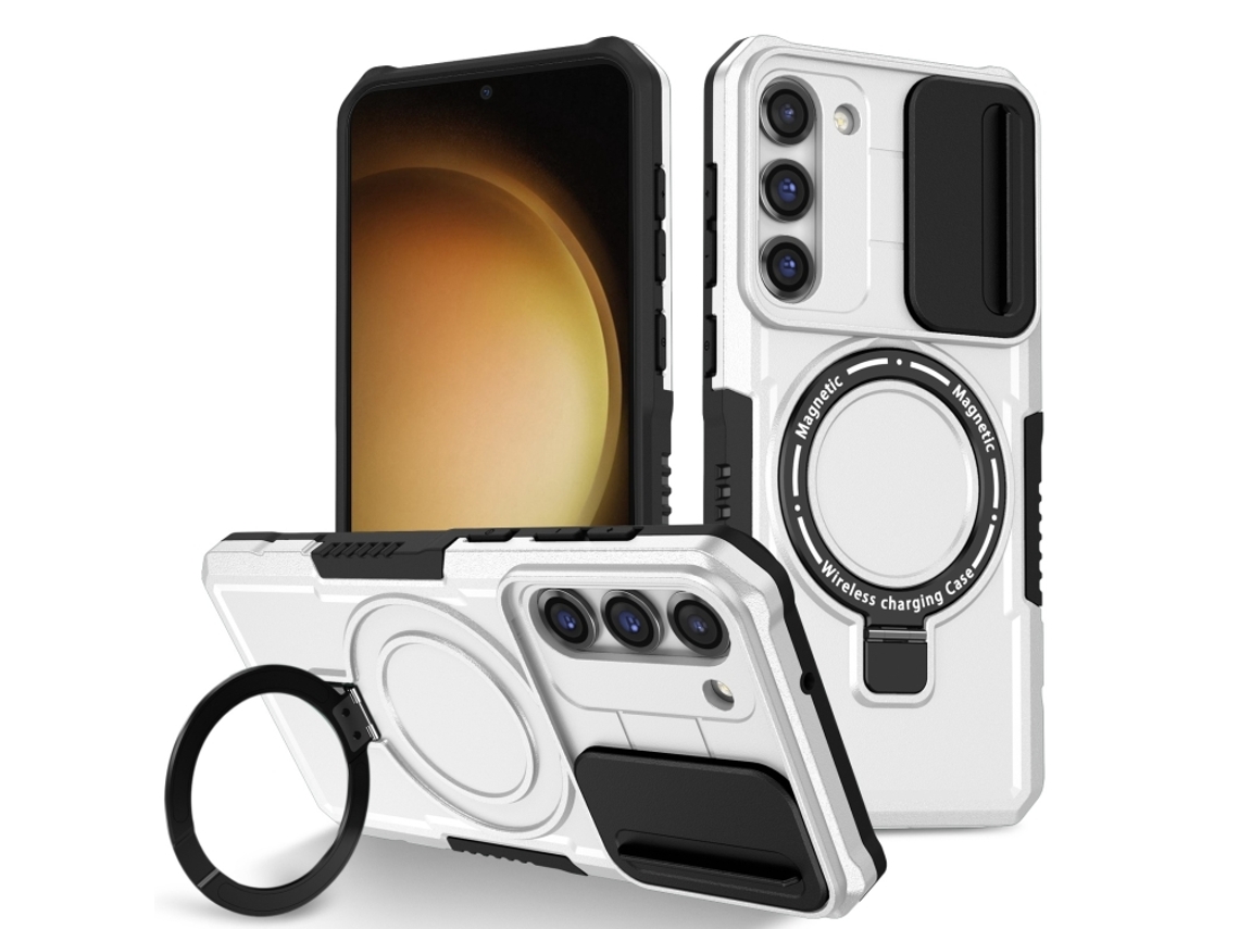 Capa Zruxe Compativel Com Samsung Galaxy S23 5g (camshield - Magsafe - Tpu - Híbrido - Pc - Preto - Branco)