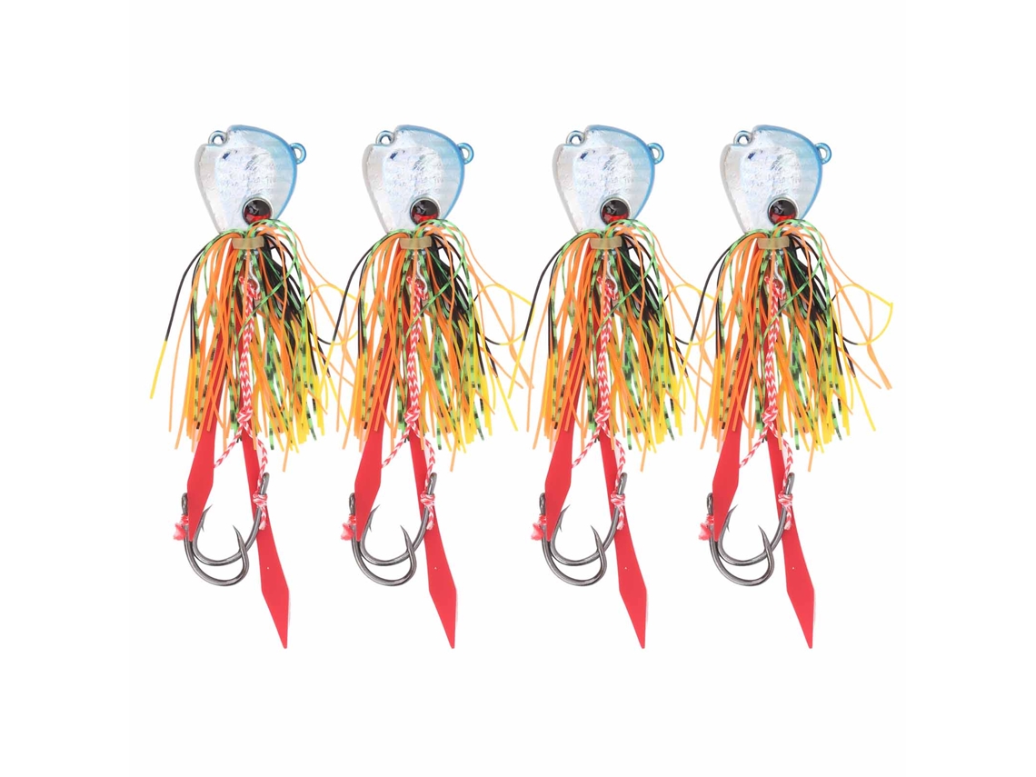 4 Peças Iscas de Pesca Silicone com Gancho Azul