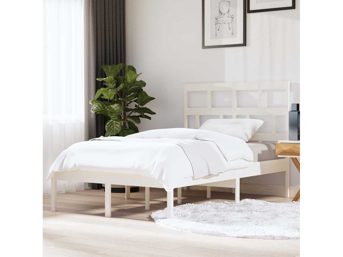 Vidaxl Estrutura De Cama 120x200 Cm Pinho Maciço Branco