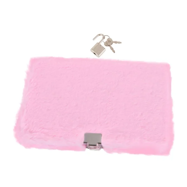 Cuaderno de viaje de piel sintética, ideal para niñas. Bonito diario de peluche rosa, resistente y con candado. - Aquaforge