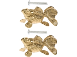 Conjunto De 2 Puxadores Em Latão Em Formato De Peixe Para Cômodas E Armários De Cozinha.