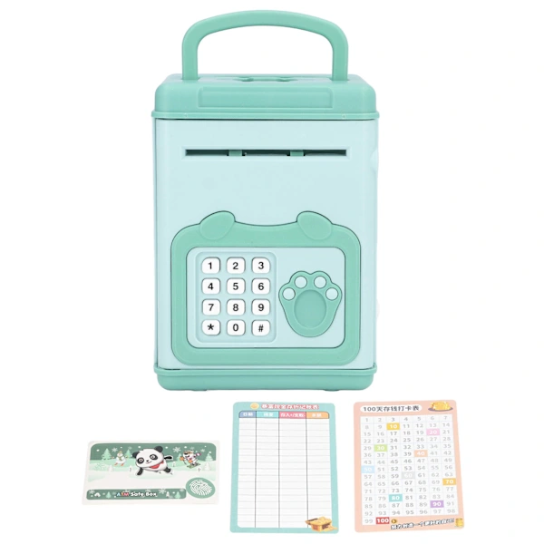 Cofrinho Eletrônico Interativo Com Senha E Impressão Digital Para Crianças, Caixa Eletrônico Com Música Infantil Aquaforge (verde)