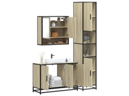 Vidaxl 3 Pcs Conj. Móveis Casa Banho Derivados Madeira Carvalho Sonoma