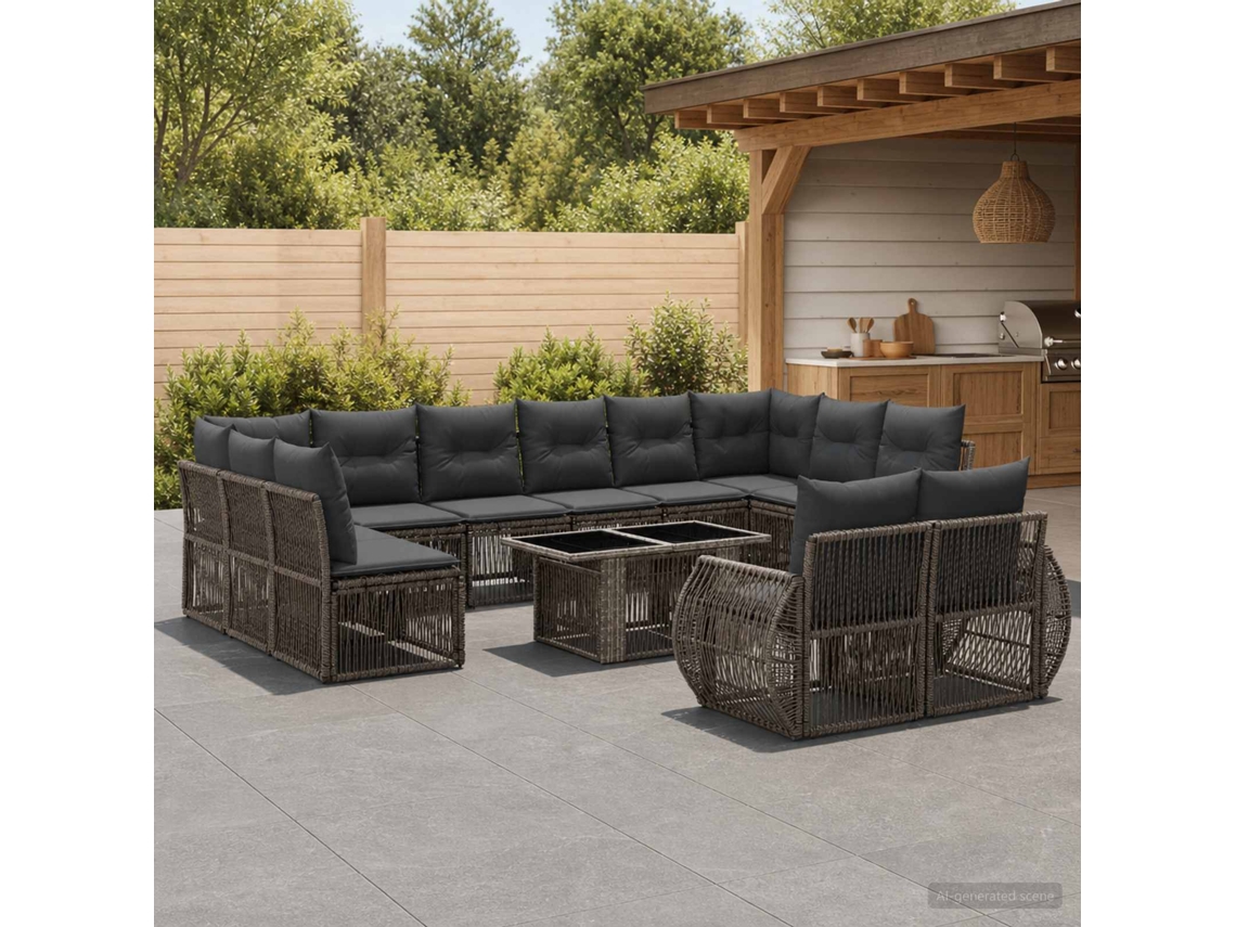 Vidaxl Conjunto De Sofá De Jardim 13 Unid. Cinza E Cinza Escuro