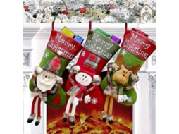 Meia De Natal, 3 Sacos De Presente, Meias De Natal Grandes Com Papai Noel, Boneco De Neve E Rena, Para Pendurar Como Decoração. Loja Olysi