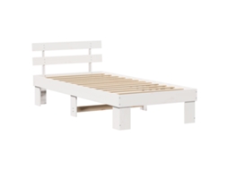 Conjunto 1 Estrutura Da Cama Vidaxl Branco Madeira De Pinho Maciça (90 X 200 Cm)