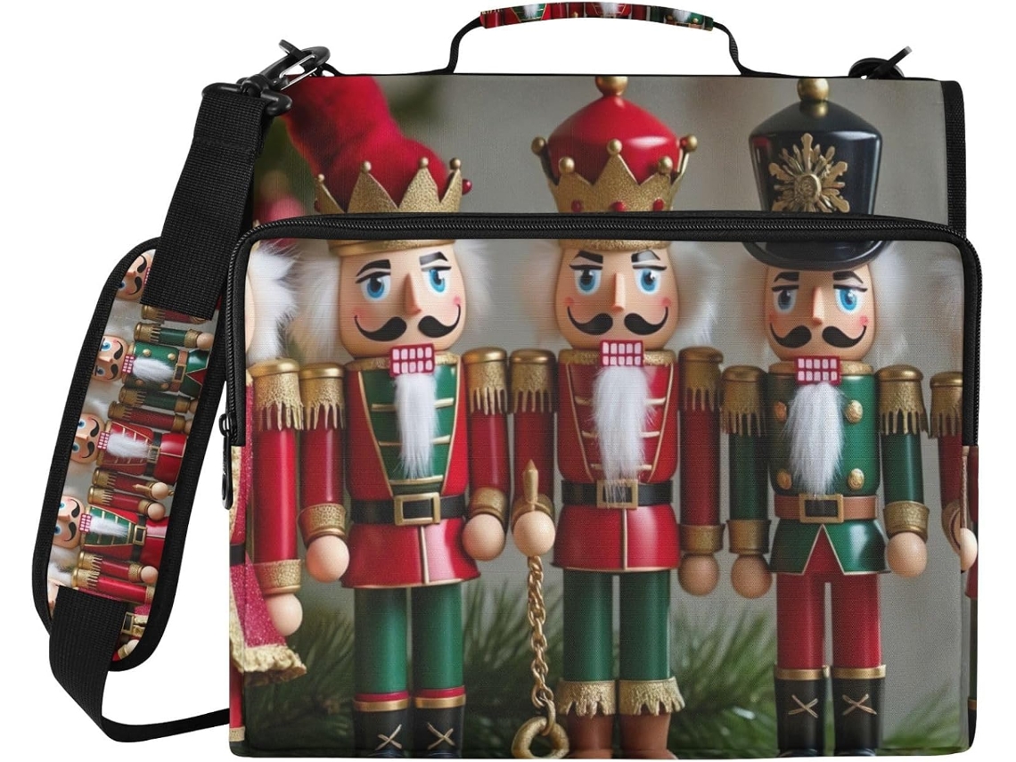 Bolsa Com 3 Argolas Em Formato De Quebra Nozes Natal, Organizador Com Zíper Escola E Trabalho, Capa Impermeável