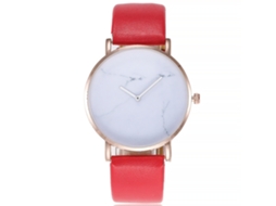Relógio de Pulso Feminino de Quartzo com Pulseira de Pu Estilo Simples Vansvar (vermelho)