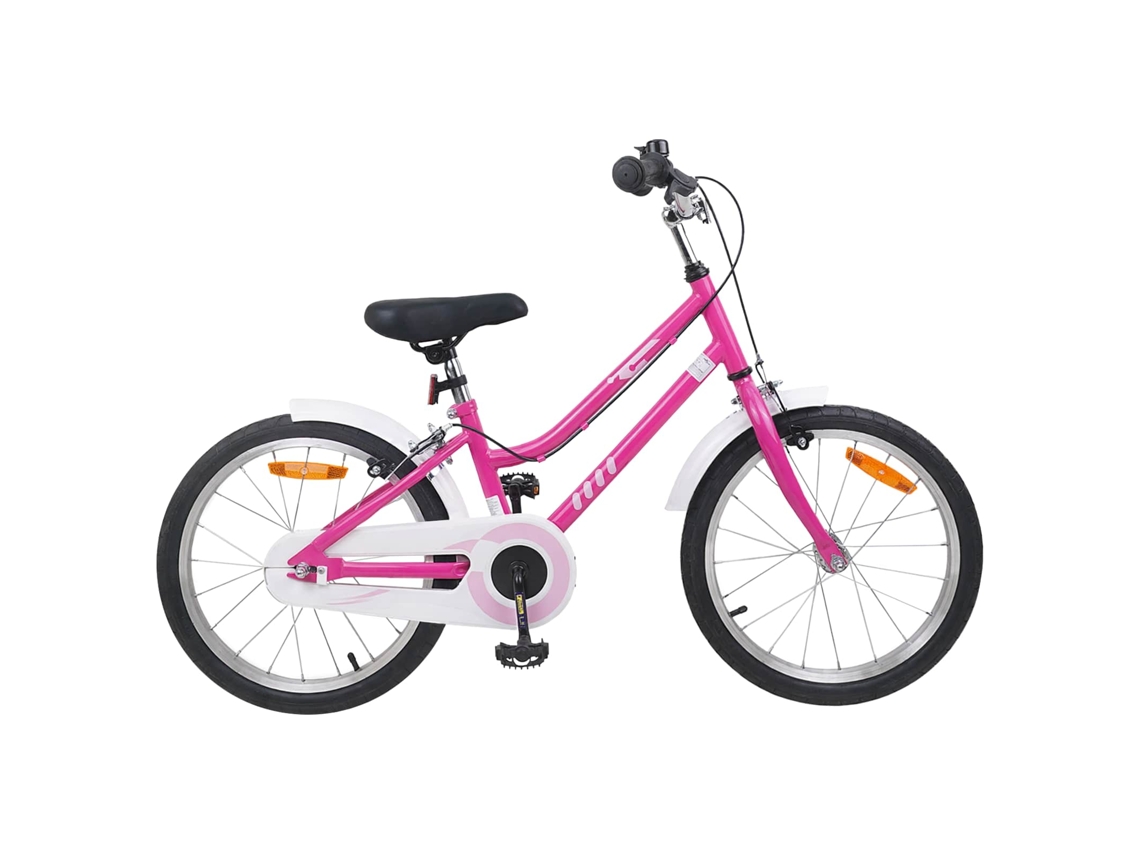 Vidaxl Bicicleta Infantil 18 Polegadas Para 5-7 Anos Rosa Branco