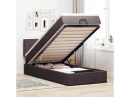 Vidaxl Cama Otomana Com Colchão 90x200 Cm Tecido Castanho Escuro