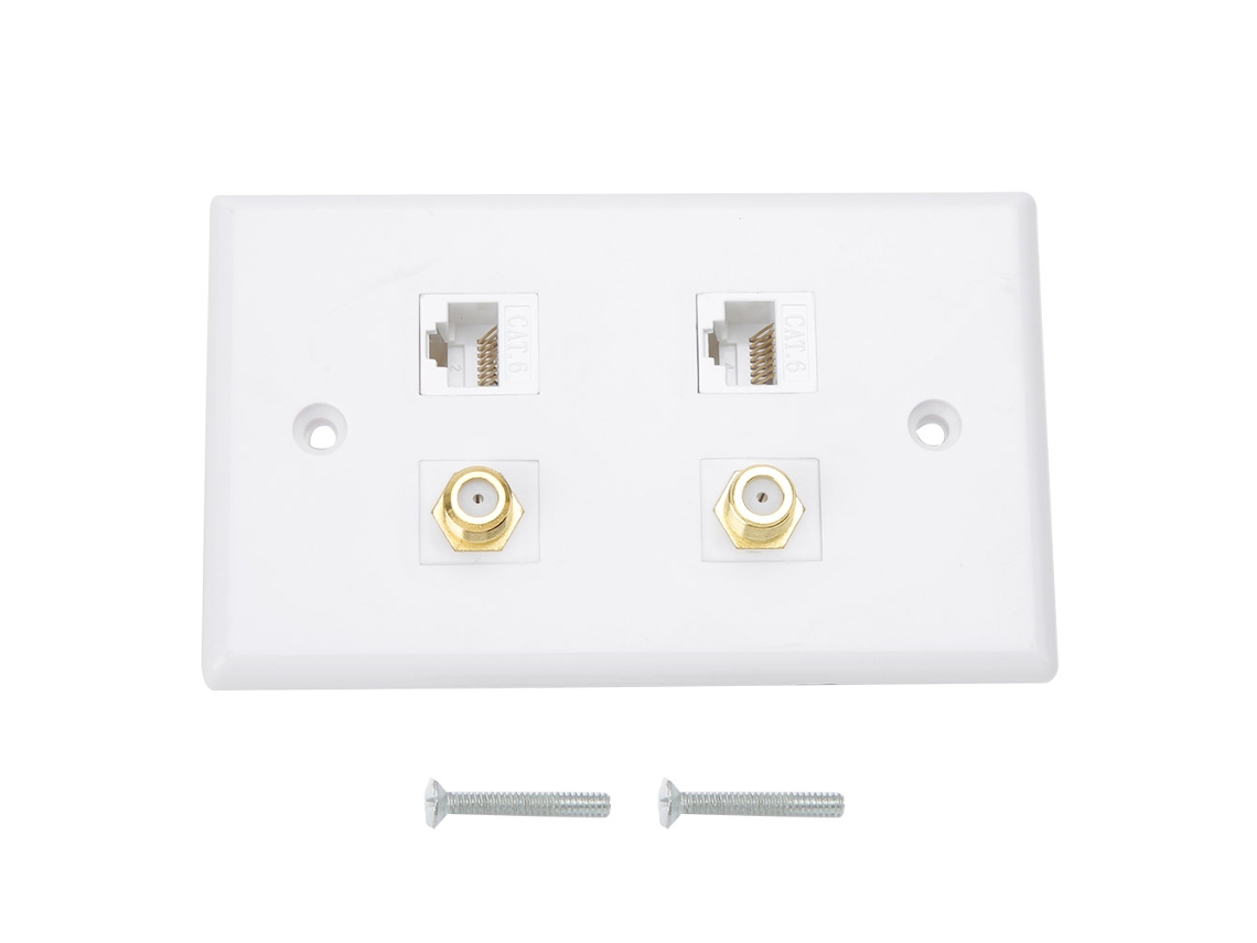 Laxiscreed Faceplate Estilo Americano Para Portas Duplas Cat6, Ideal Para Redes De Alta Velocidade