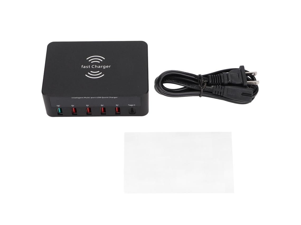 Aetheria estação de Carregamento Usb 50w 6 Portas Qc3.0 Hub com Carregamento Sem Fio e Tela Lcd