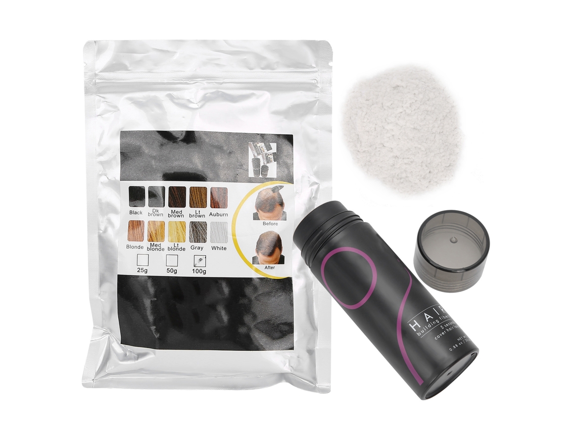 2pcs/set Fibra Capilar Para Aumentar Volume E Concealer De Perda De Cabelo Em Pó (25g+100g) Branco