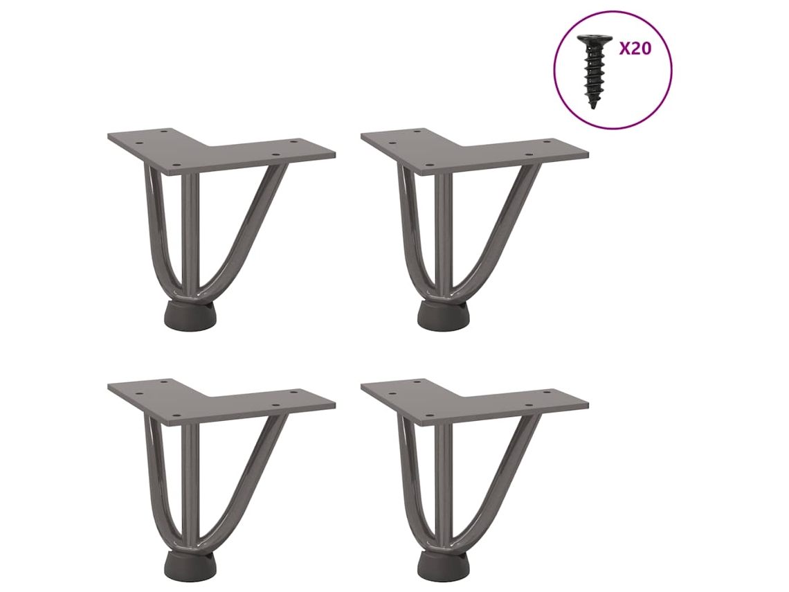 Vidaxl Pernas De Grampo Para Mesa De Centro 4 Peças Aço Natural 10 Cm Aço Maciço