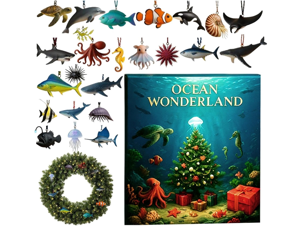 Calendário Do Advento De Natal Com Animais Marinhos - Enfeite Acrílico 2d |