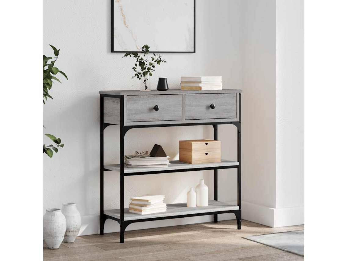 Vidaxl Mesa Consola 72,5x25x75 Cm Derivados De Madeira Cinzento Sonoma