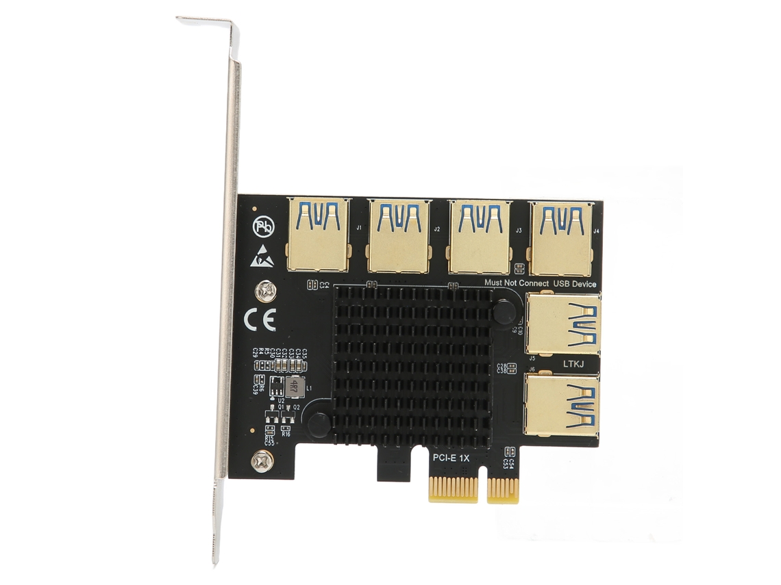 Placa Riser Pci E 1 Para 6 Dissipador De Calor De Circuito Integrado Conector Usb3.0 Dourado Splitter De Expansão Para Win Linux Dos