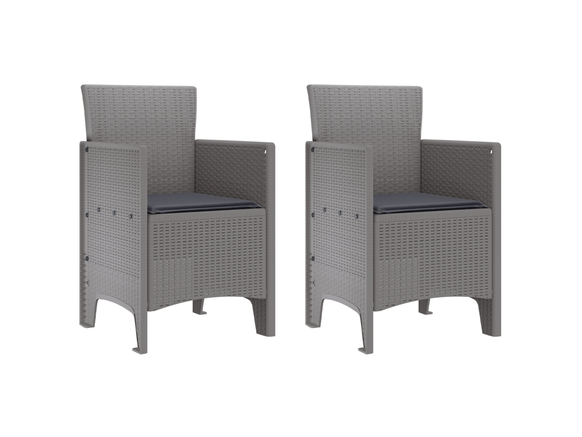 Conjunto 2 Cadeira Moderna Vidaxl Cinzento-claro Polipropileno (53 X 49 X 85 Cm)