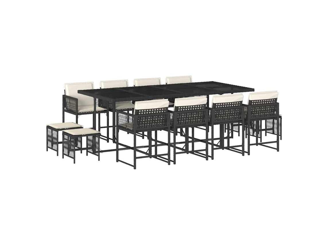 Garden Dining Set, Garden Dining Sets Vidaxl Preto Rattan / Vime (n/a)