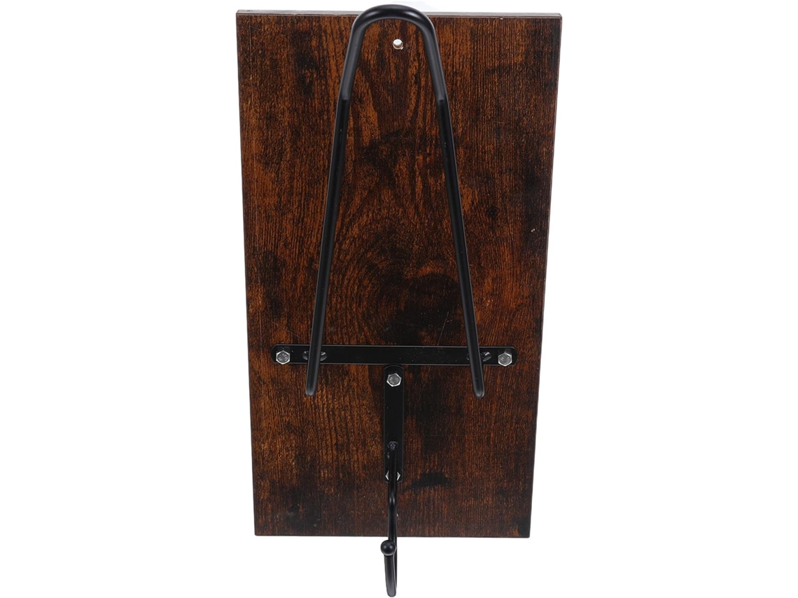 Suporte De Parede Para Capacete Em Madeira E Metal Com Gancho Argola Chaves, Ideal Para Guardar Capacetes E Jaquetas De