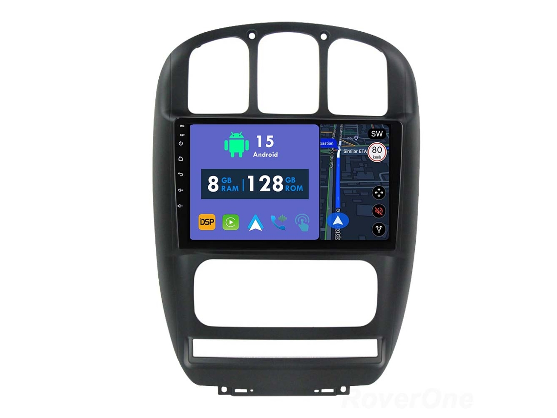 Auto Rádio Carro Bluetooth Autoradio 8GB RAM 128G ROM CarPlay GPS RoverOne para Dodge Caravan 4 para Chrysler Voyager Town Country 2000-2007
