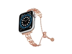 Bracelete Para Apple Watch 42/41/40/38mm - Liga De Zinco Com Corrente Dupla Ouro Rosa