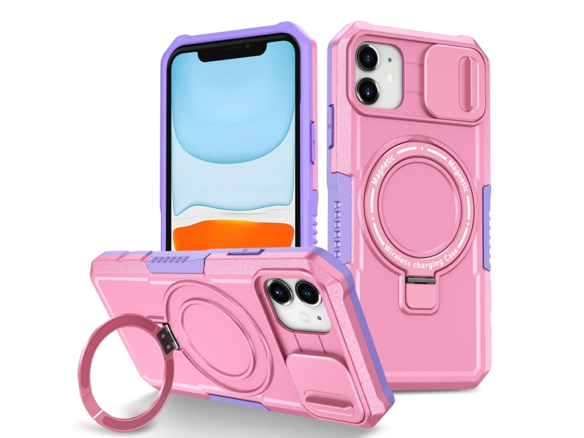 Capa Zruxe Compativel Com Iphone 12 (sliding Camshield - Magsafe - Tpu Hybrid Pc - Roxo Rosa)