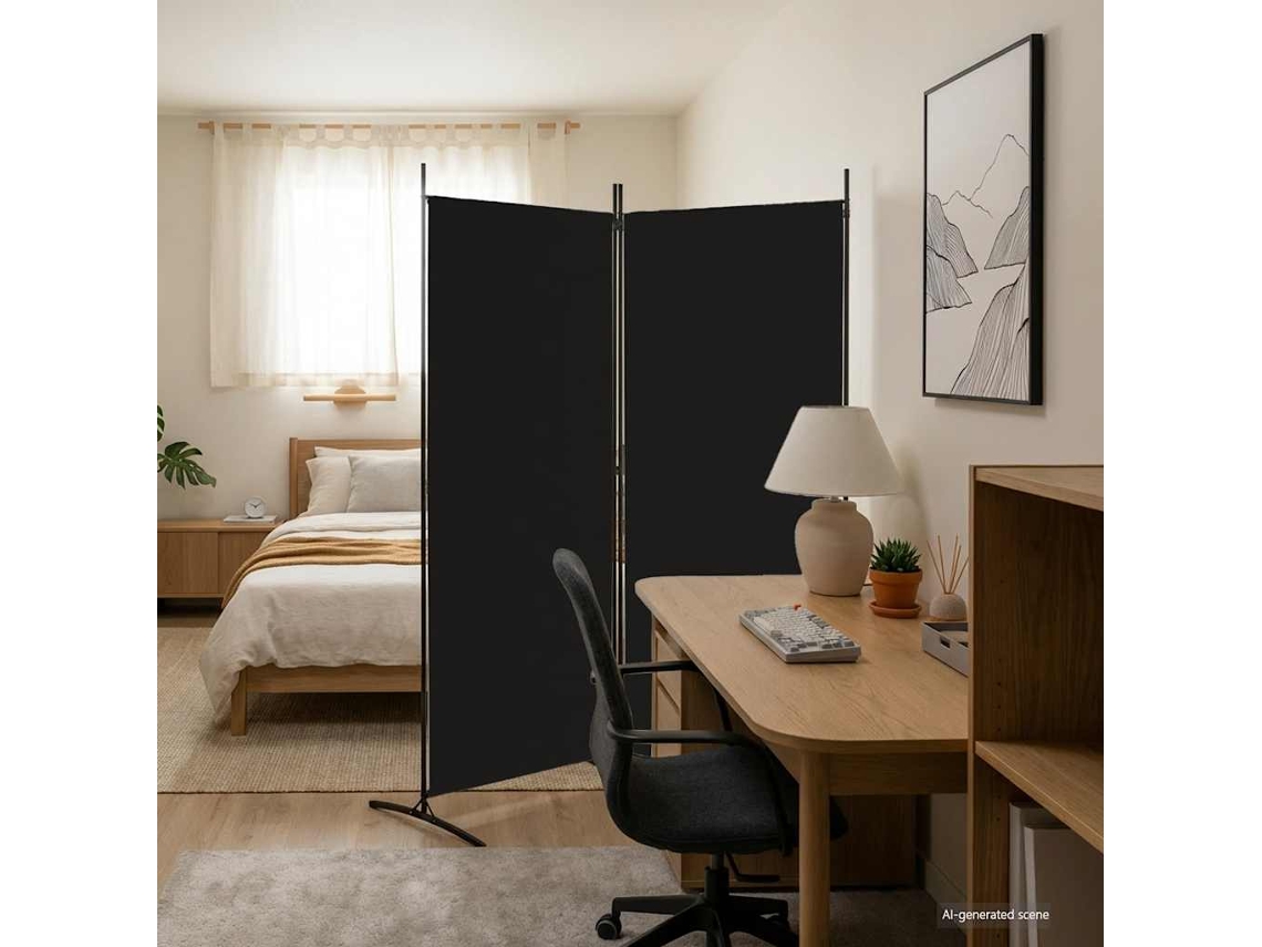 Vidaxl Divisória De Quarto Com 2 Painel 175x180 Cm Preto Tecido