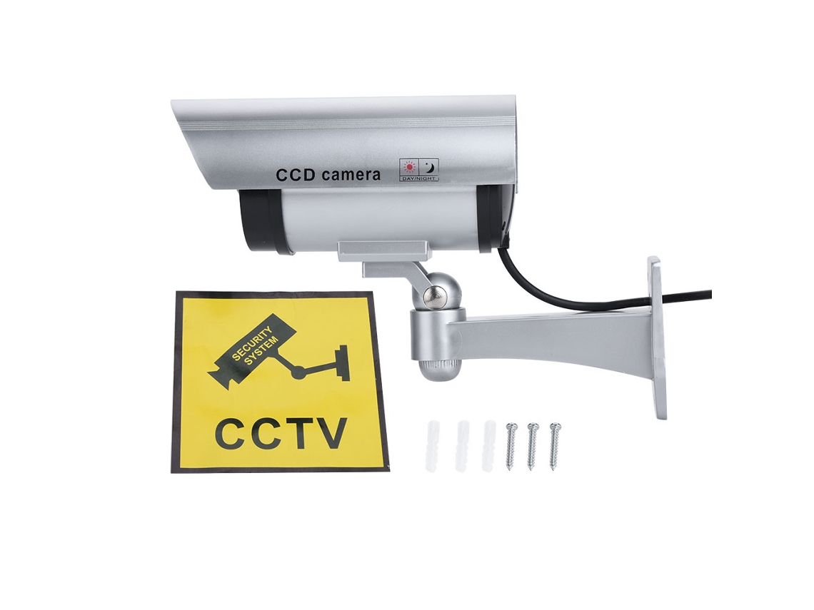 Câmera De Vigilância Simulada Com Led Piscante, Ajuste Vertical De 90° E Horizontal De 360°, Resistente A Intempéries Para Interno E Externo