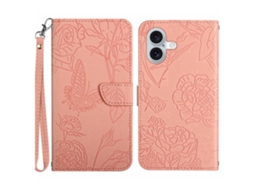 Capa Em Couro Pu, À Prova De Choque Para Apple Iphone 16 Plus - Rosa