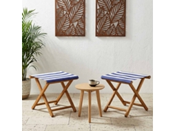 Vidaxl Cadeira De Deck 2 Pcs Madeira Sólida De Eucalipto Azul E Branco