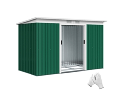 Galpão de Jardim 213x130x172 Cm Galpão de Metal Externo para Armazenamento de Ferramentas, Verde oliva Ge