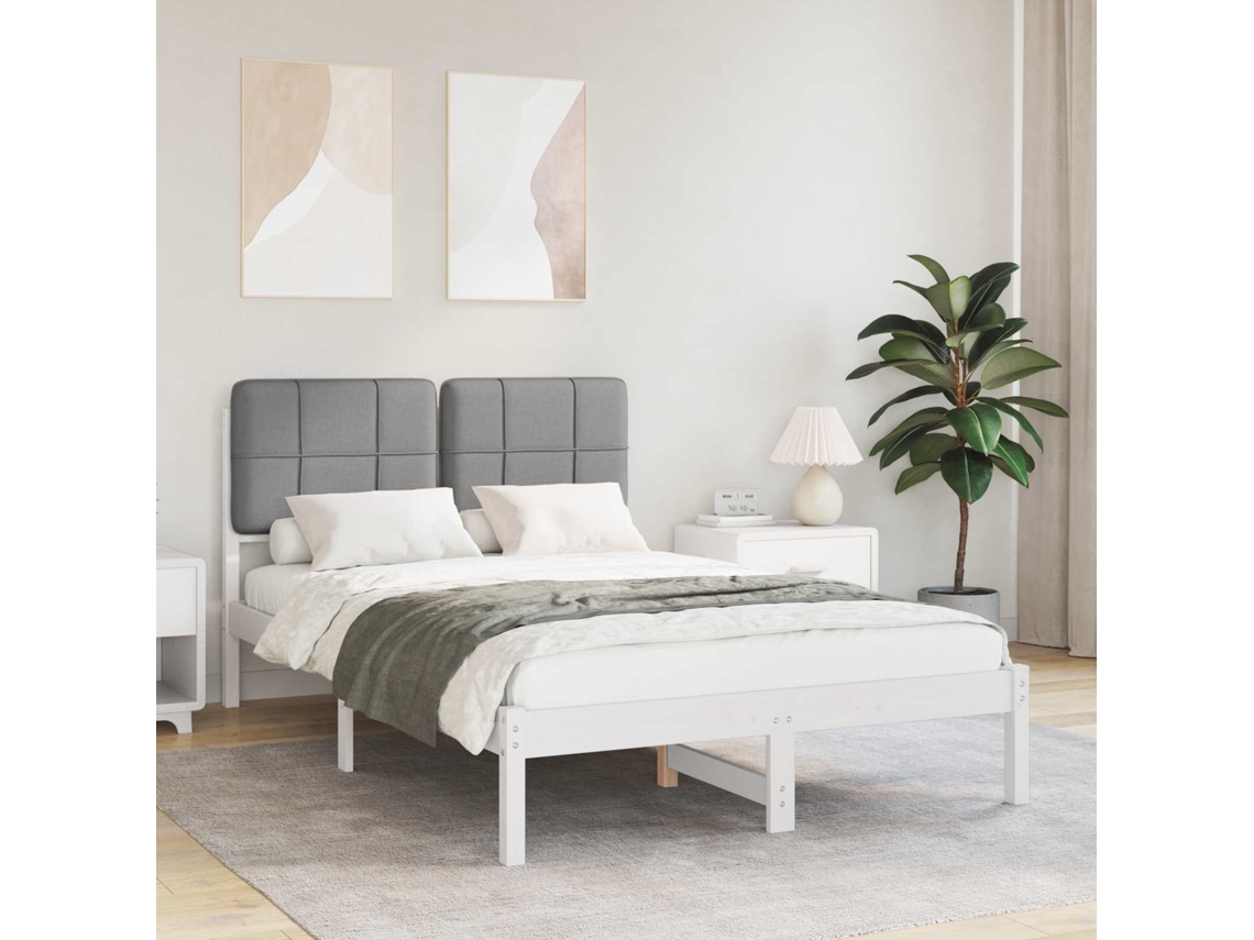 Vidaxl Estrutura De Cama Com Cabeceira Estofada Cinzento-claro