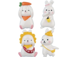 Tehaux Conjunto De 4 Ímãs Geladeira Em Resina Com Formato Coelho Branco