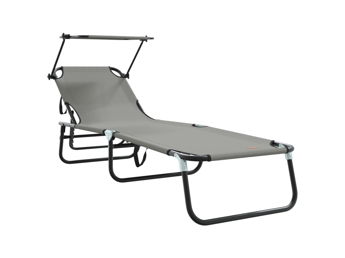 Conjunto 1 Cadeira De Lounging Reclinável Vidaxl Cinzento Oxford (190 X 57 X 81 Cm)