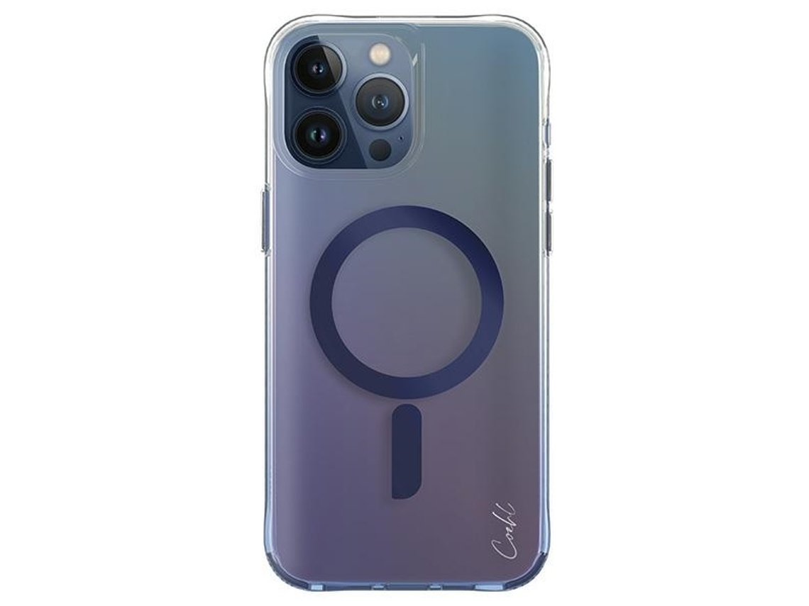 Capa para iPhone 15 Pro Max UNIQ Pele Sintética Magnética Azul