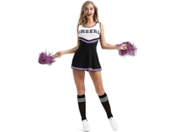 2026 traje de Cheerleader Sexy com Tassel Axa Tela Seda de Leite Vermelho Rosa Roxo Azul Preto Tamanhos Xs XXL L Negro