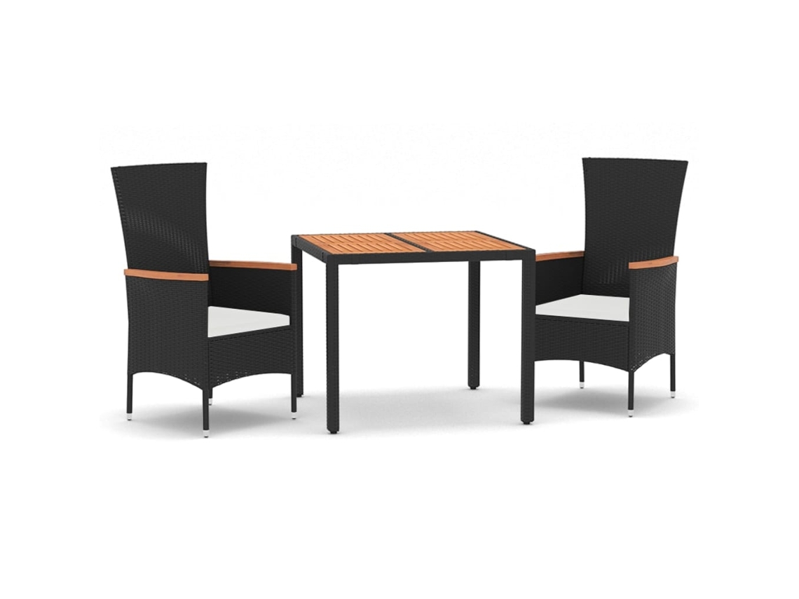 Garden Dining Set, Garden Dining Sets Vidaxl Preto Rattan / Vime (mesa Com 90 Cm De Comprimento)